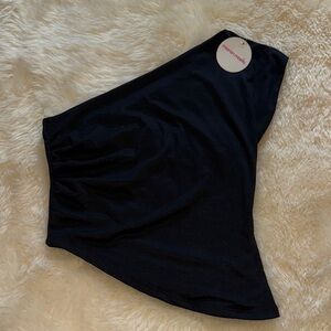 Blue Blush Black One-Shoulder Top